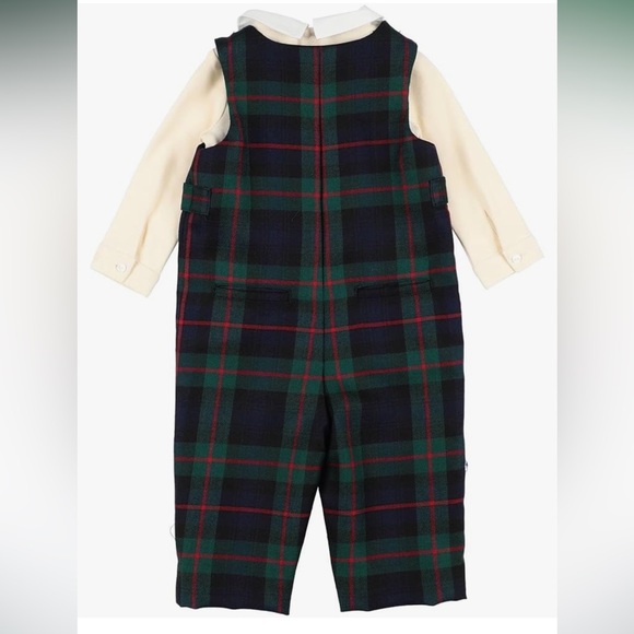 Ralph Lauren Baby Boy Tartan Overall Set with collared shirt - Picture 2 of 5